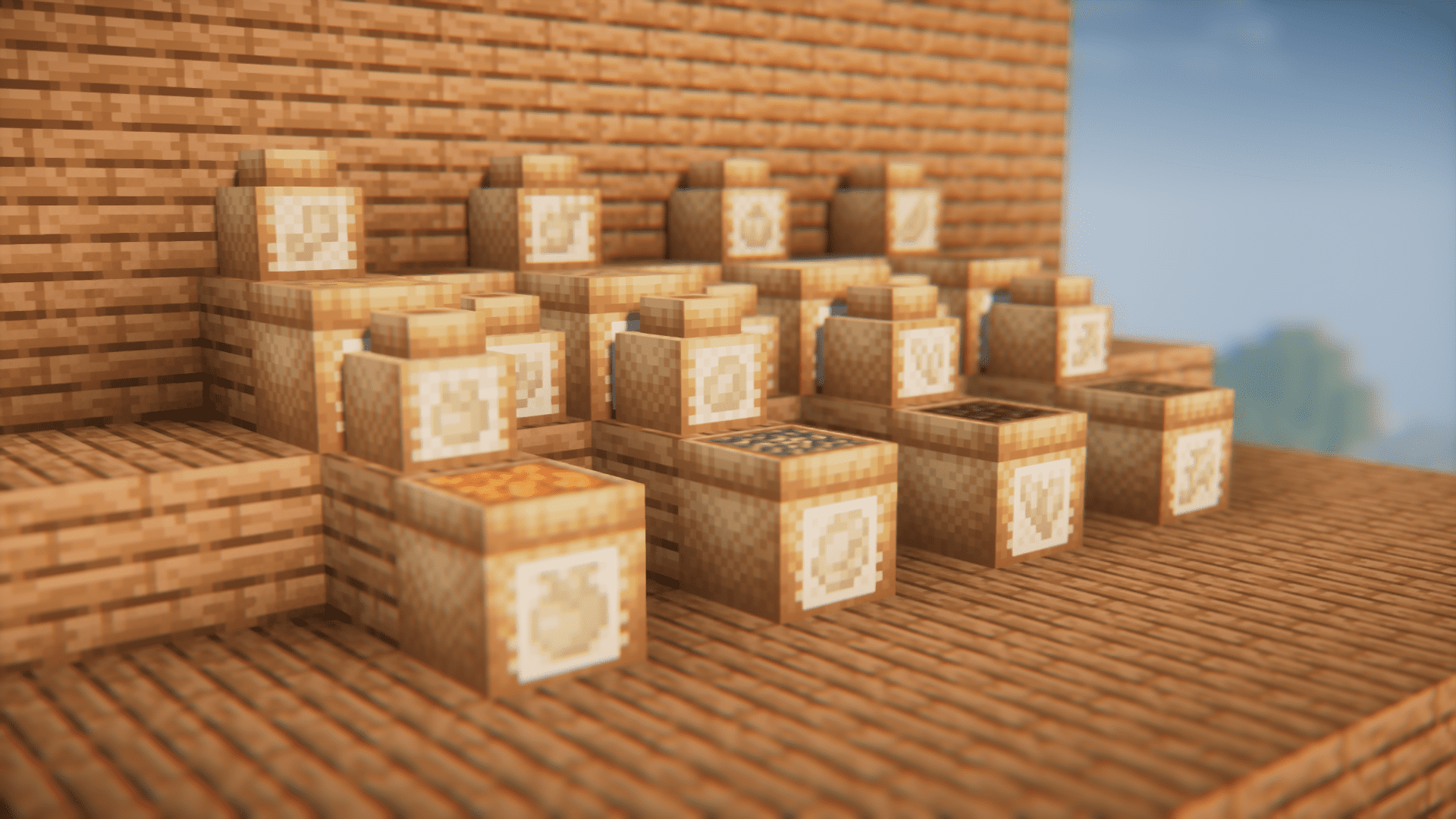 Мешки для семян в интерьере средневекового дома в Minecraft