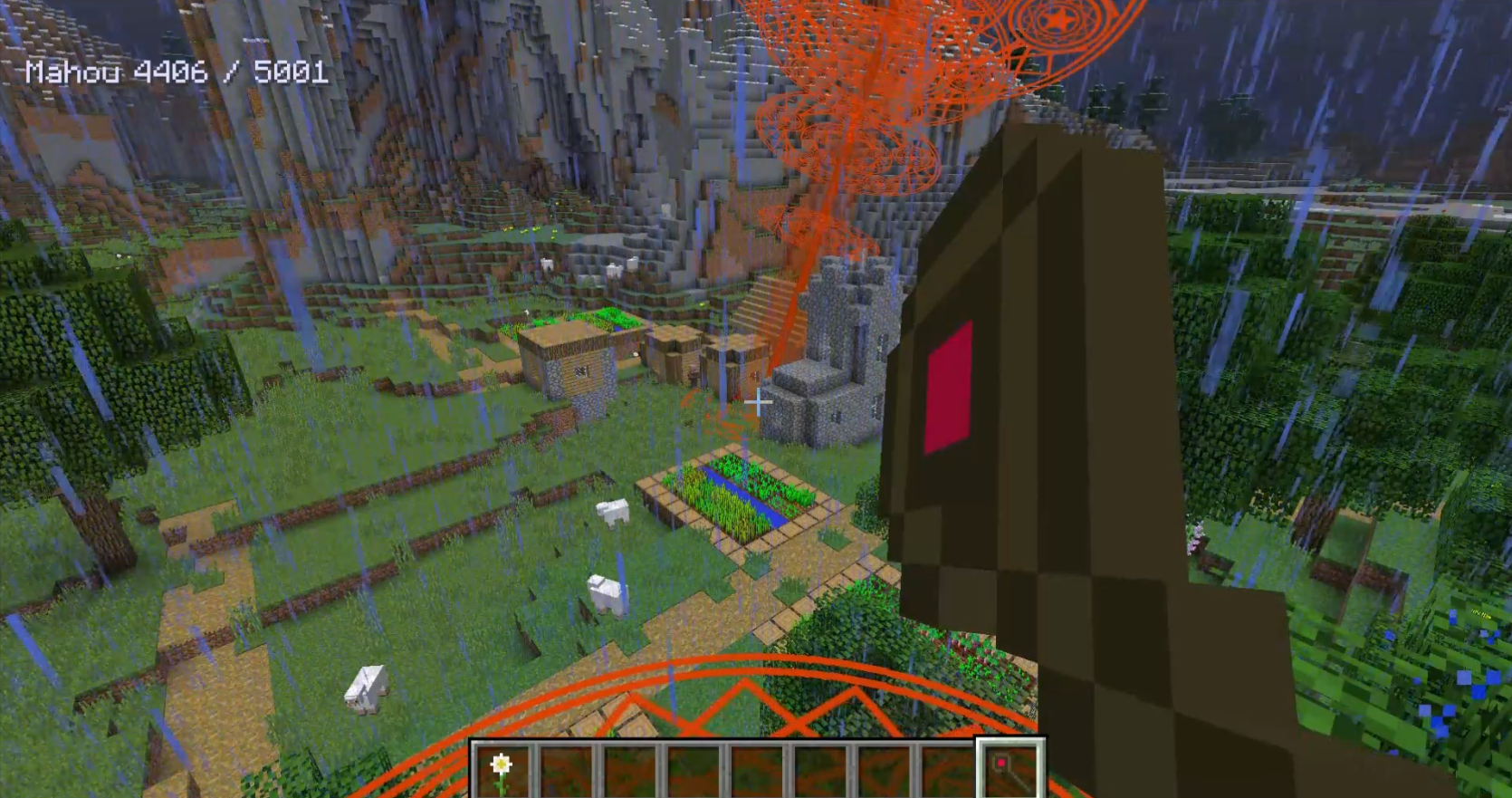 Персонаж Megumin из аниме в Minecraft с модом Mahou Tsukai