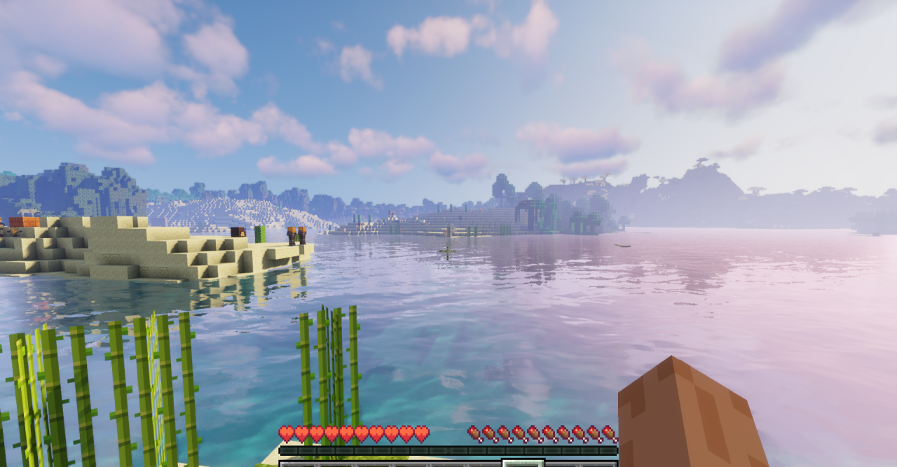 Сравнение стандартного HUD Minecraft и Miles’s Enhanced Hud