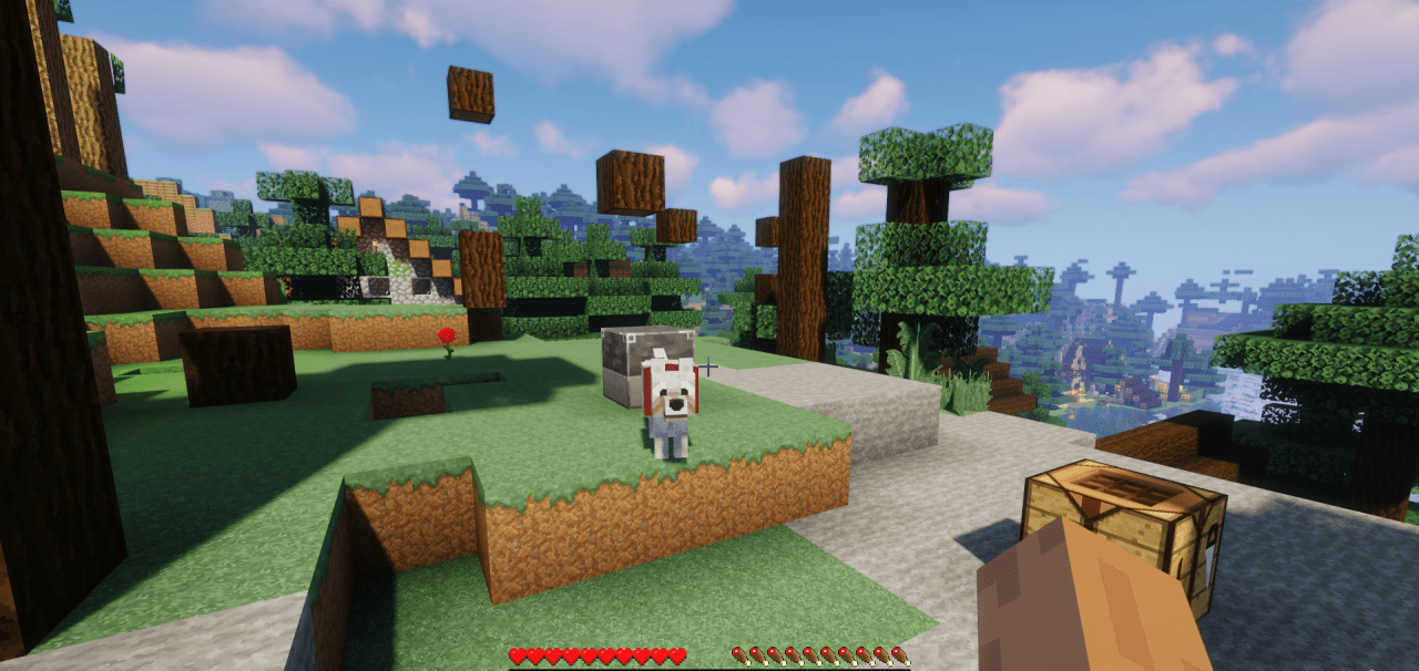 Подземная шахта в Minecraft с HD графикой, рельсами и сундуками