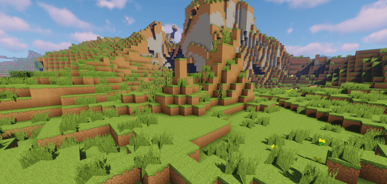 Горный биом в Minecraft с реалистичными HD текстурами и детализированными блоками