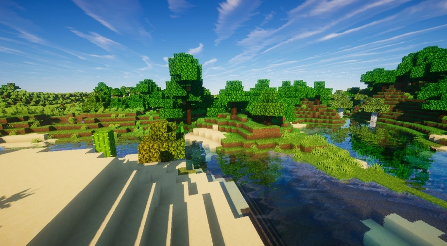 Горный биом в Minecraft с улучшенной графикой благодаря шейдерам