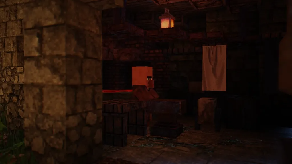 Подводный мир в Minecraft с шейдерами, демонстрирующий прозрачность воды и световые эффекты
