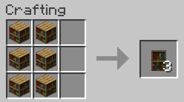 Процесс создания книжных полок в Minekea для Minecraft