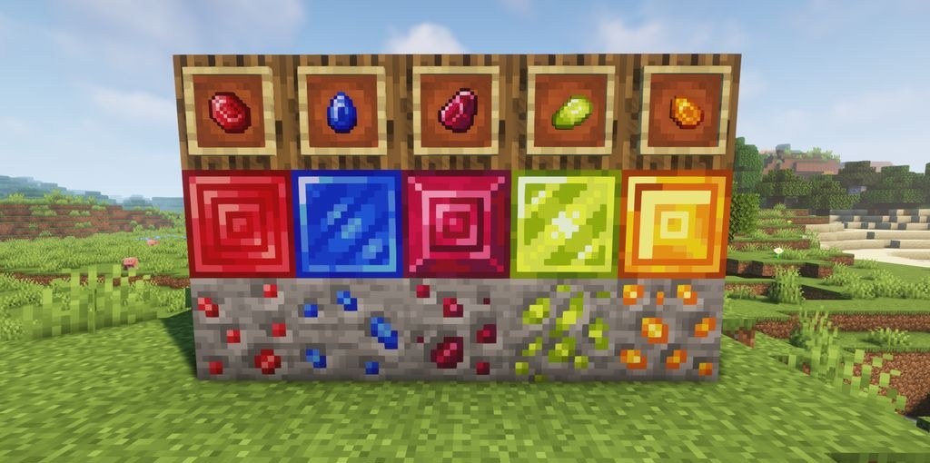 Пример использования новых драгоценных камней в крафте Minecraft