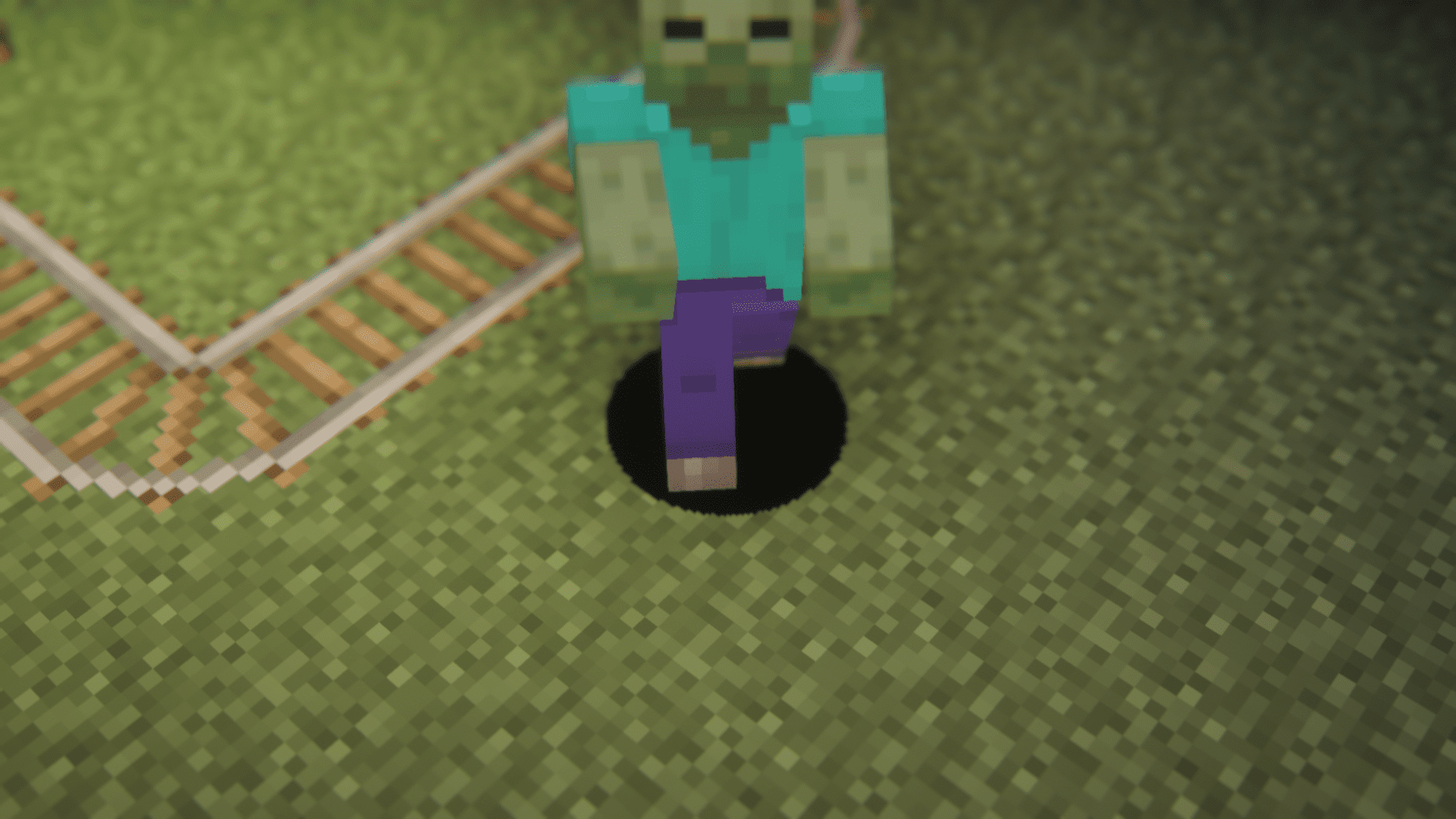 Пример тактического поведения мобов в Minecraft после установки Mob Crossing