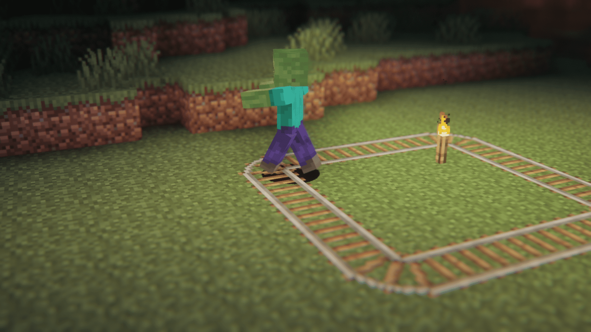 Скриншот моба, использующего тактику уклонения в Minecraft с модом Mob Crossing