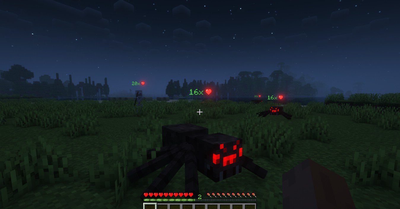Группа мобов с разными уровнями здоровья в Minecraft благодаря Mob Plaques