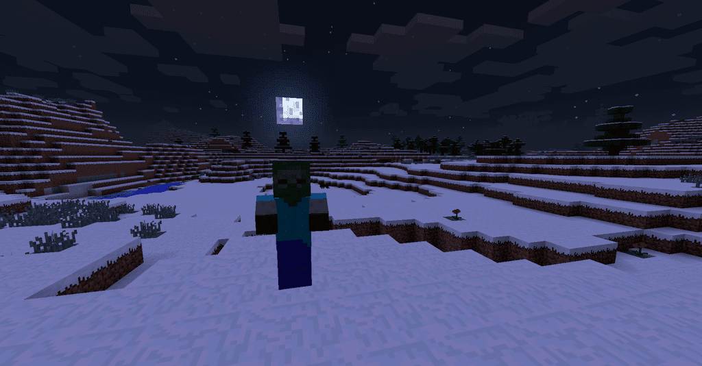 Скриншот Minecraft с мобом, защищённым от солнца благодаря модификации