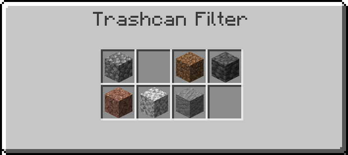 Интерфейс мода Mobile Trashcan с настройками удаления предметов в Minecraft