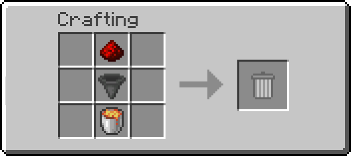 Рецепт крафта мусорной корзины Mobile Trashcan в Minecraft из железных слитков и сундука