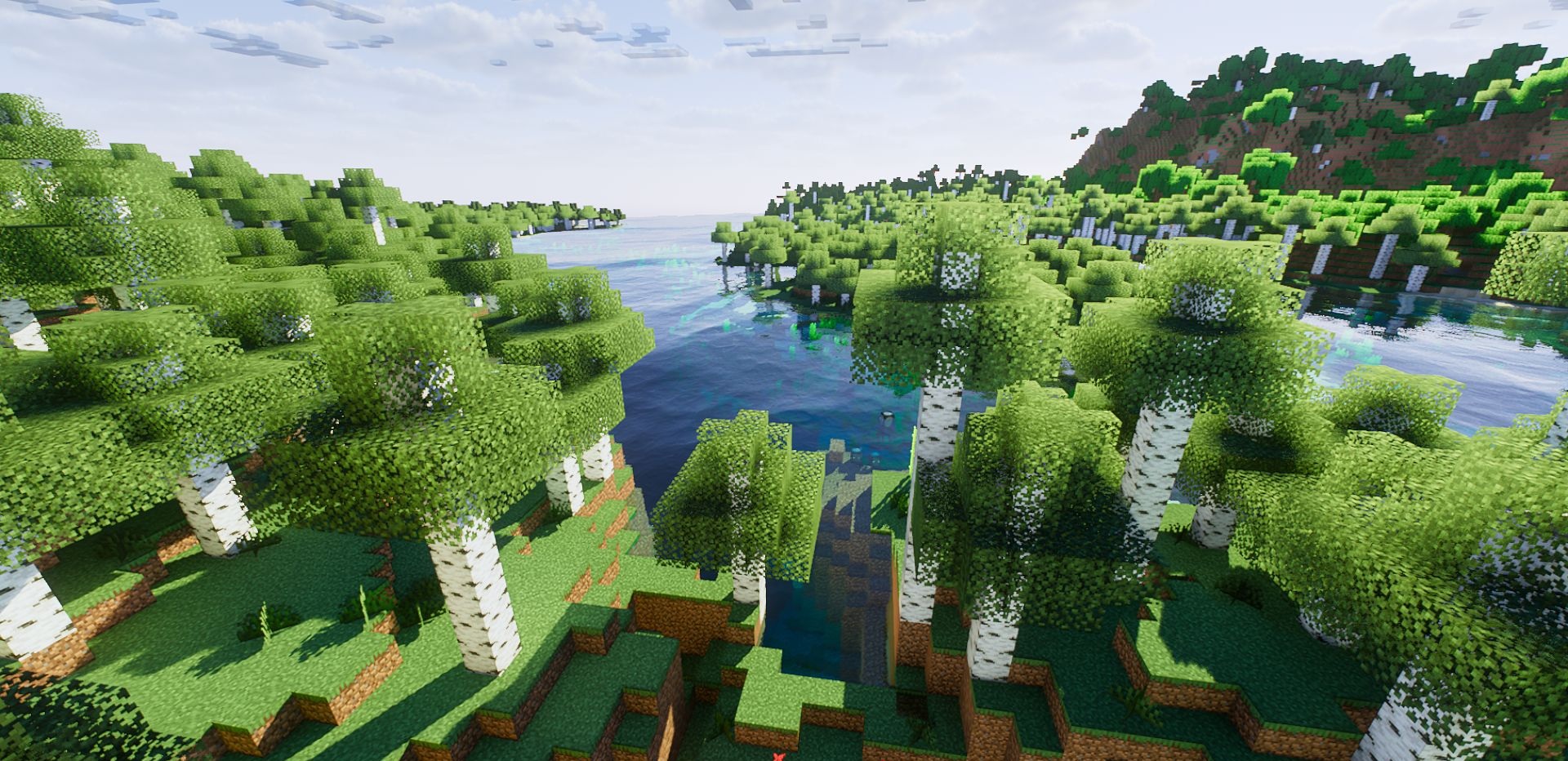 Сравнение графики Minecraft до и после установки шейдеров MollyVX