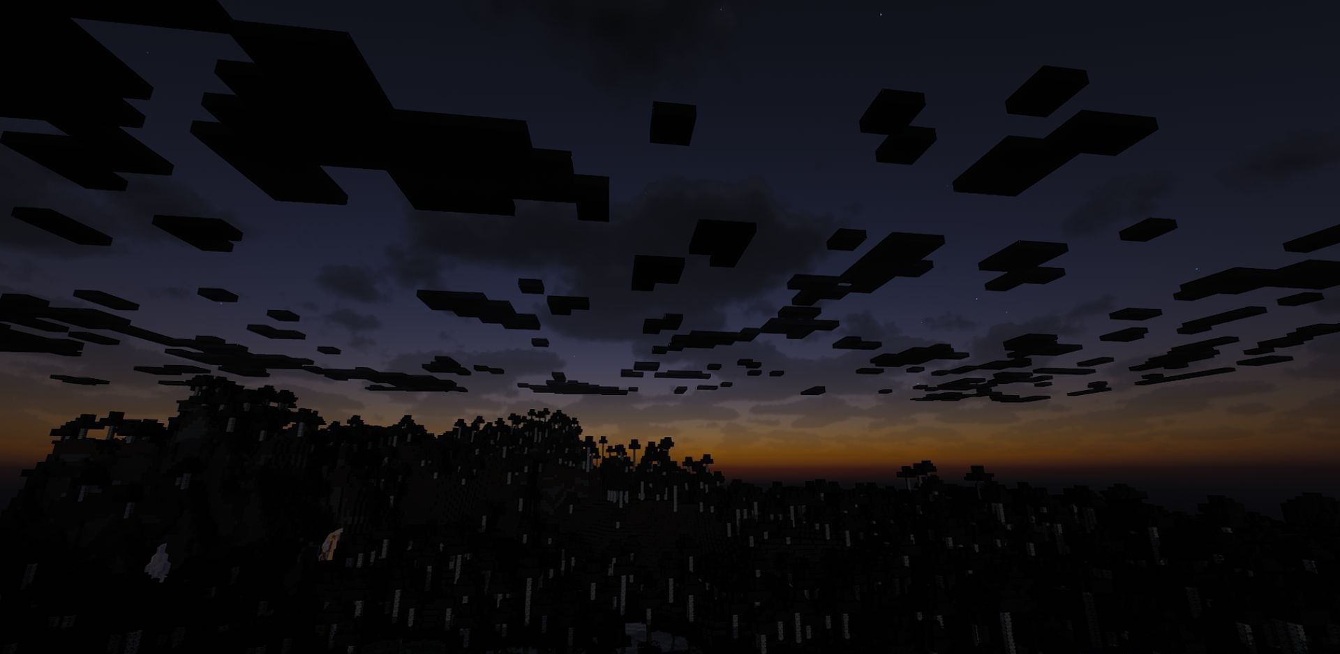 Ночной пейзаж в Minecraft с шейдерами MollyVX: звёзды и динамическое освещение