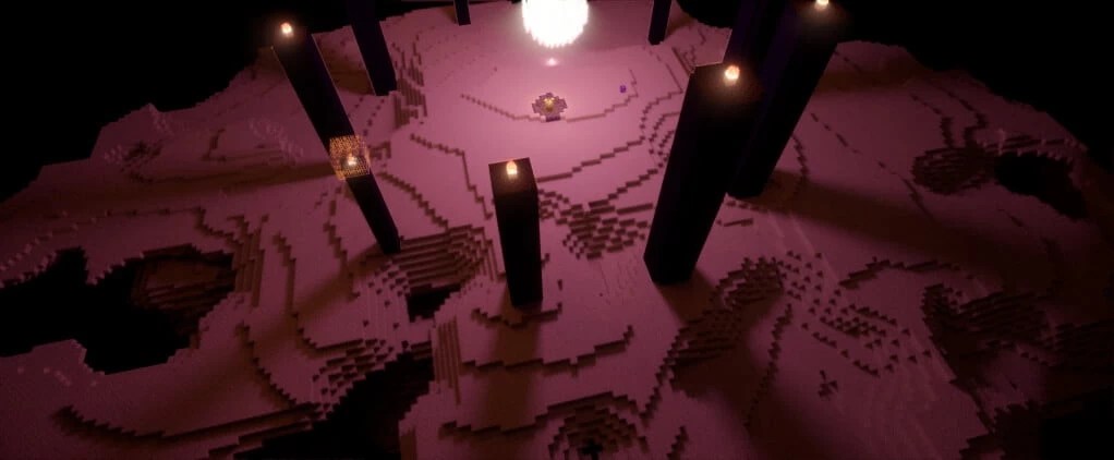 Ночной пейзаж в Minecraft с шейдерами MollyVX Rewrite