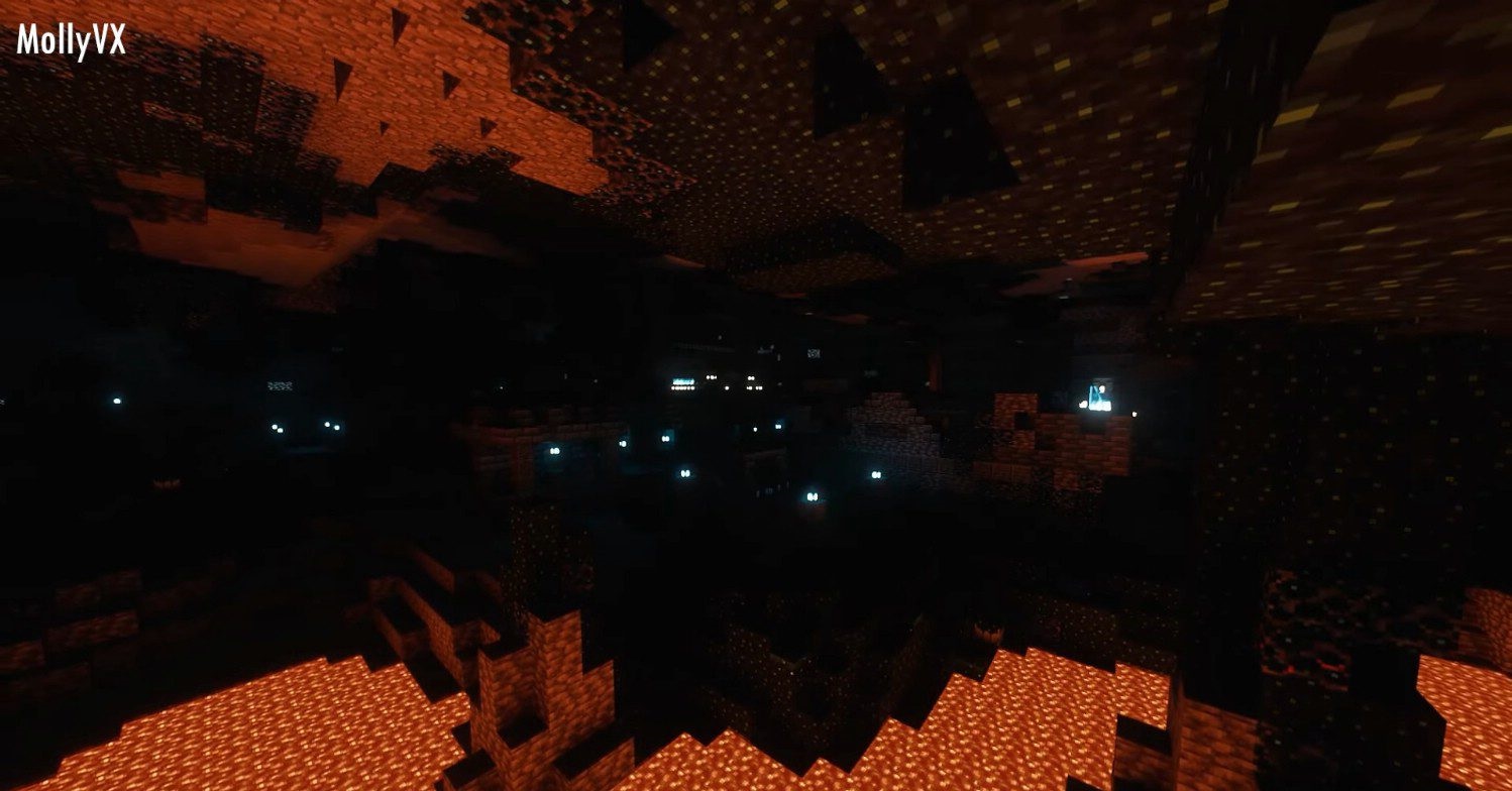 Интерфейс настройки шейдеров в Minecraft с выбором MollyVX