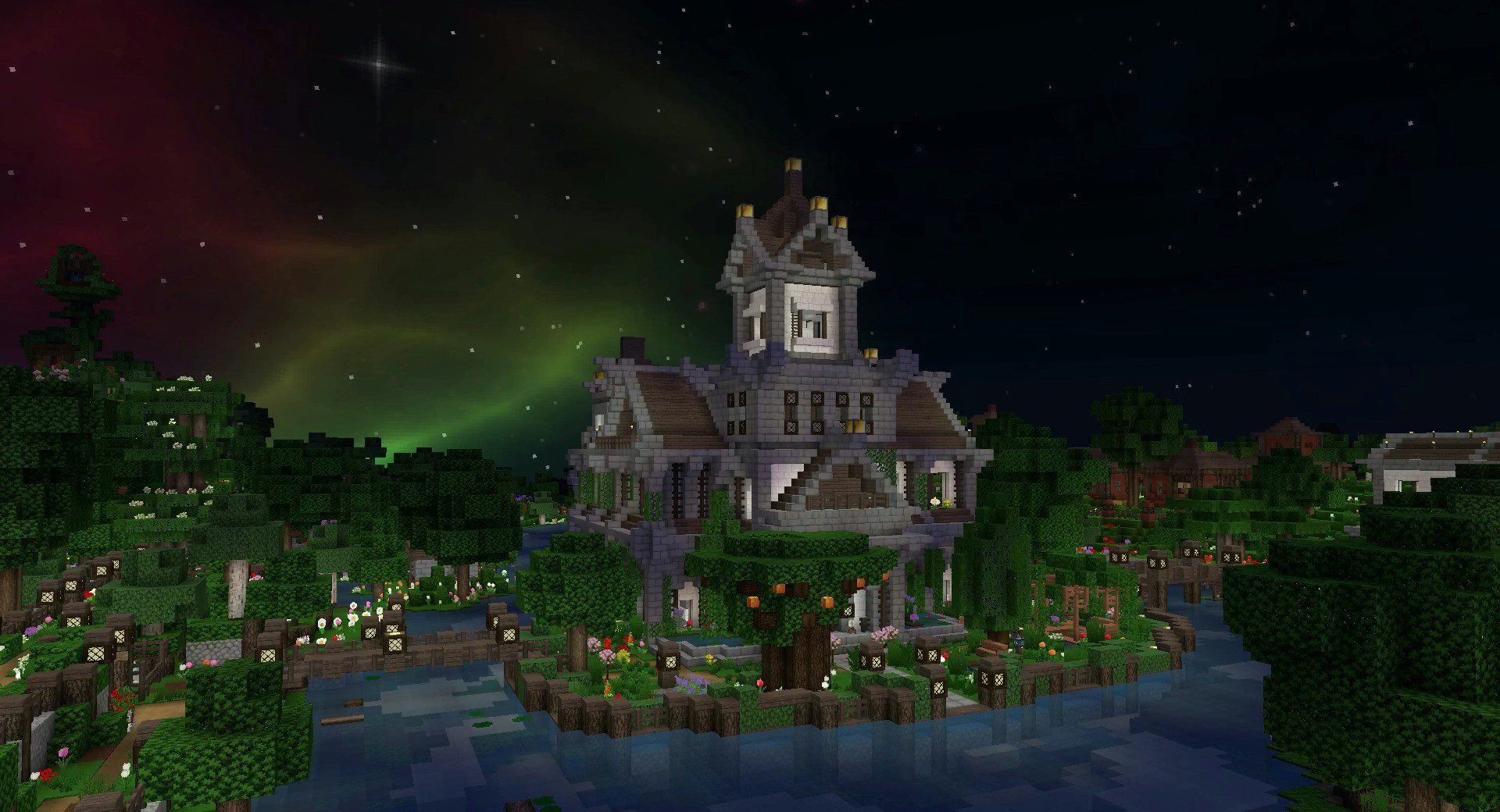 Игровой мир Minecraft с улучшенными текстурами Monsterley в лесном биоме