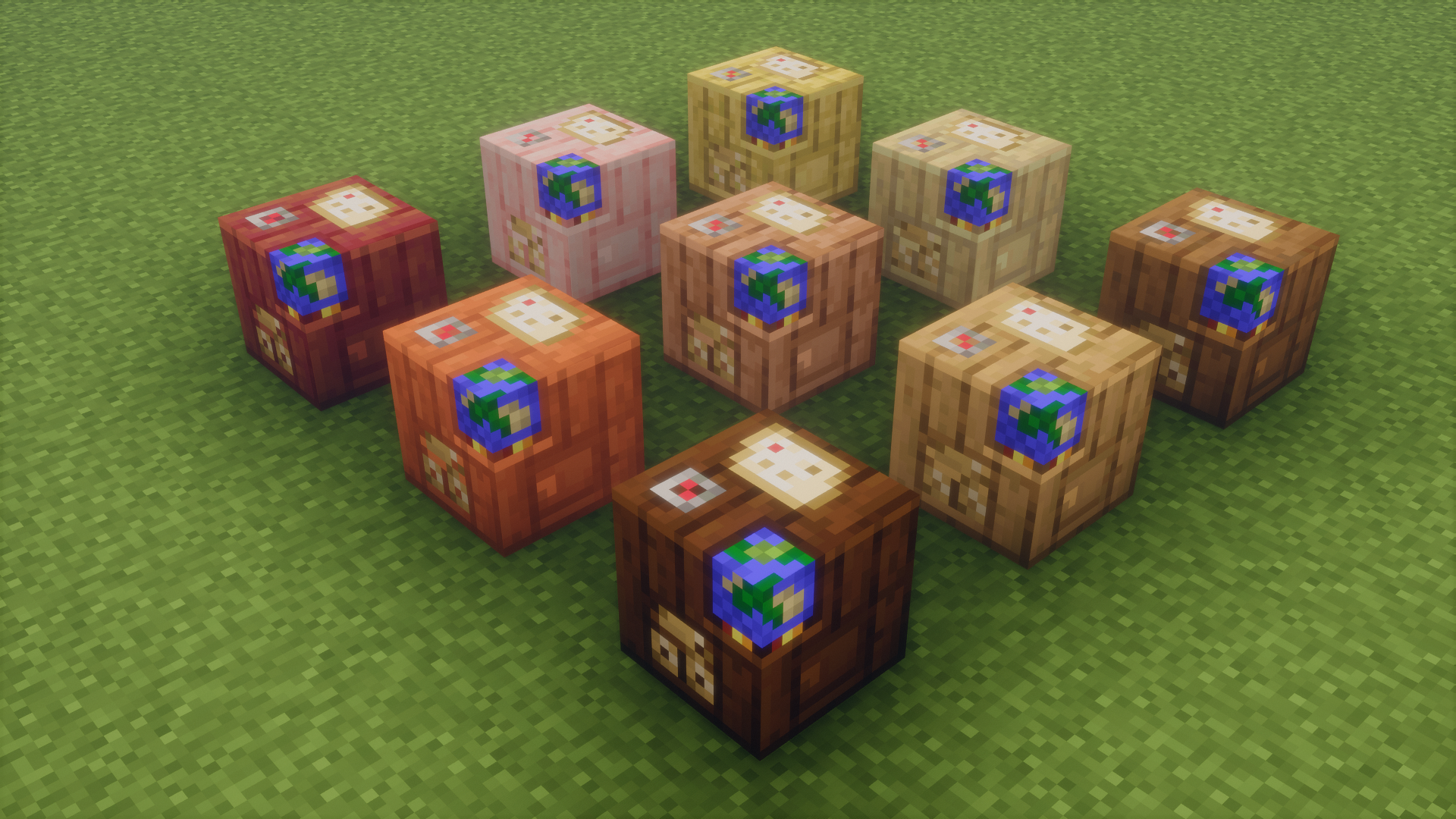 Пример использования разных картографических столов в биомах Minecraft