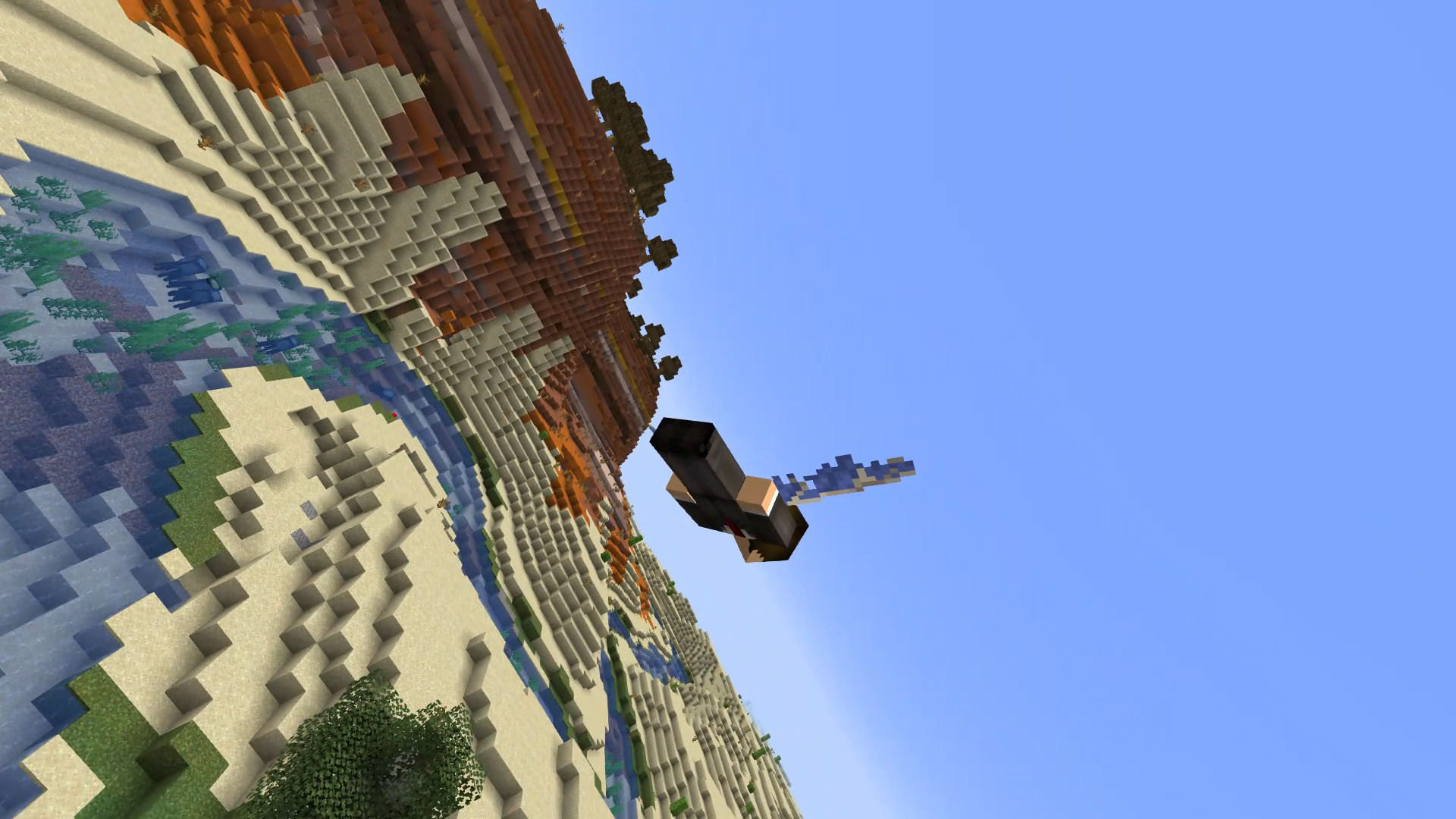 Пример использования мода Cool Elytra Roll в Minecraft