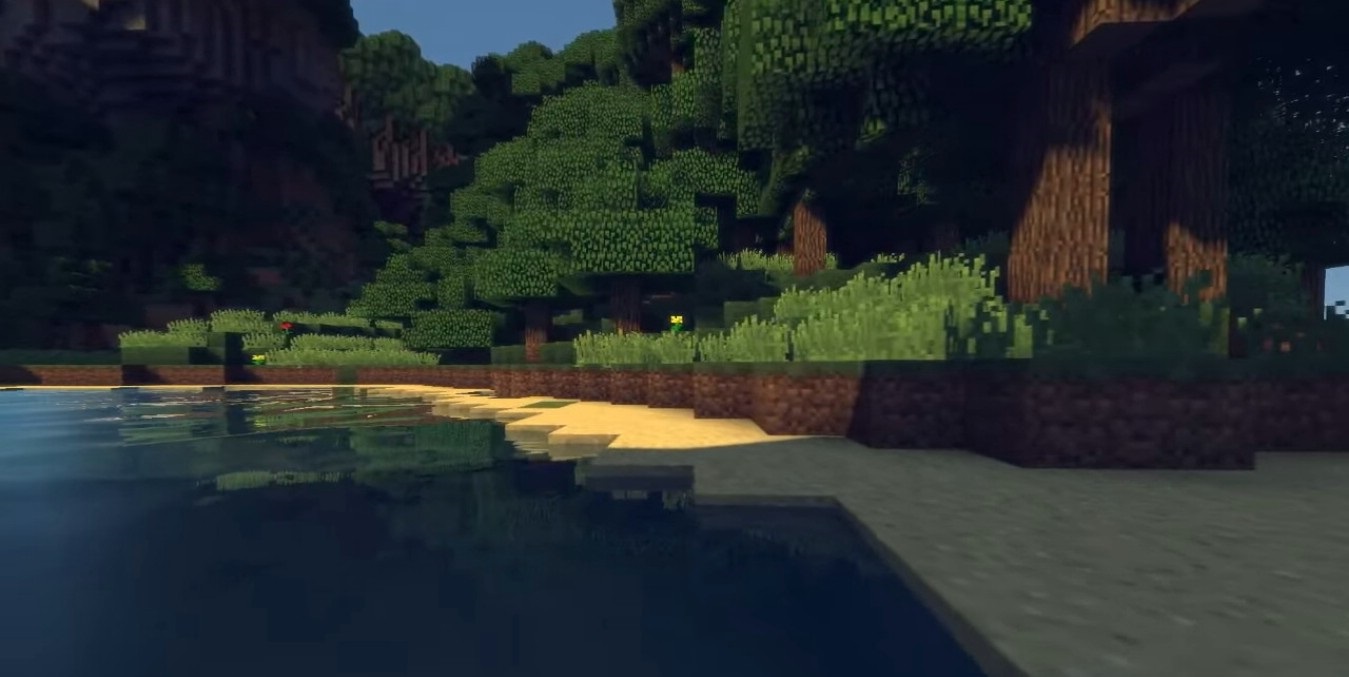 Реалистичное освещение в Minecraft с шейдерами MrMeep_x3, теплые тона и тени