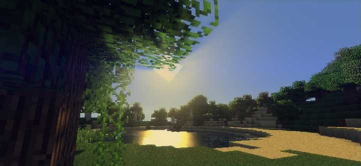 Деревня в Minecraft с улучшенной графикой и атмосферным освещением