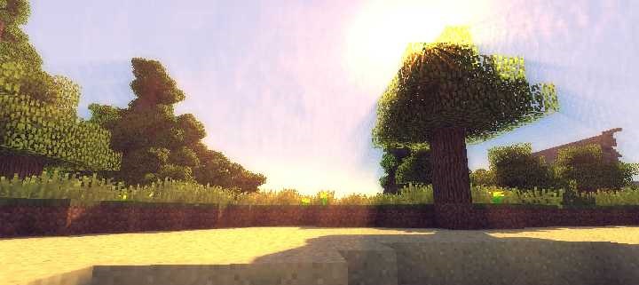 Деревья и трава с реалистичными тенями в Minecraft с шейдерами MrMeepz