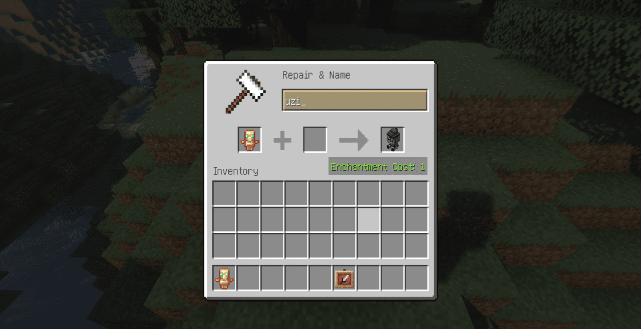 Интерфейс крафта в Minecraft с верстаком и готовыми предметами