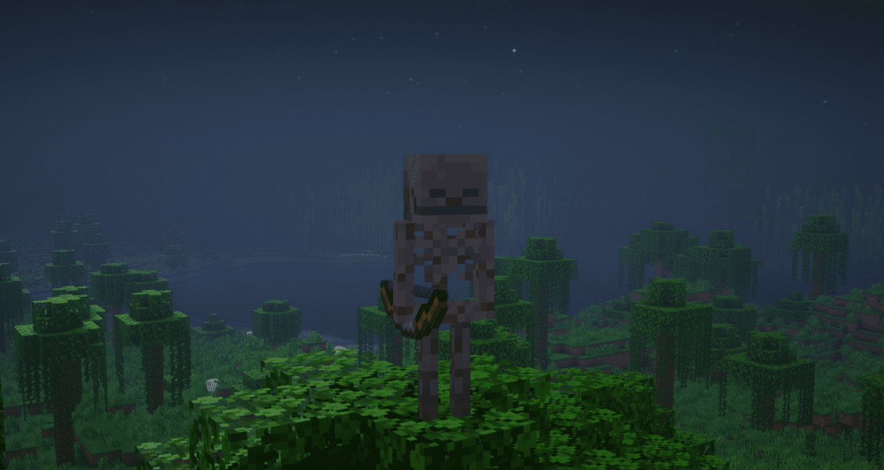 Зомби в болотах с усиленными способностями в моде Nemo’s Creatures для Minecraft
