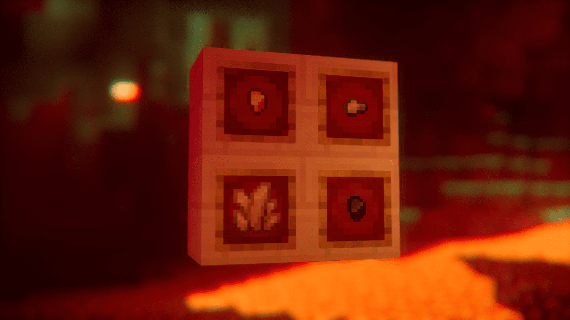 Игровой скриншот мода Netherrack Treasures с добычей ценных самородков из незеррака