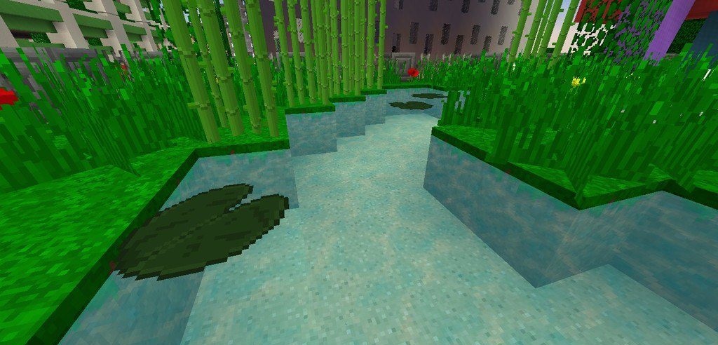 Ночной пейзаж в Minecraft с улучшенными текстурами New Dawn