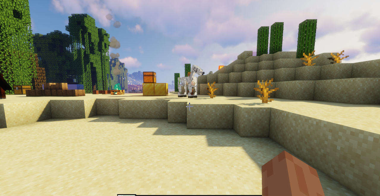 Игровой процесс Minecraft с тыквой на голове и чёткой графикой