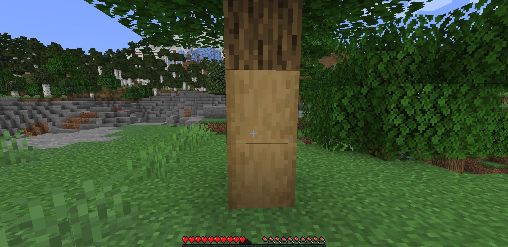 Пример использования мода No Strip в лесном биоме Minecraft