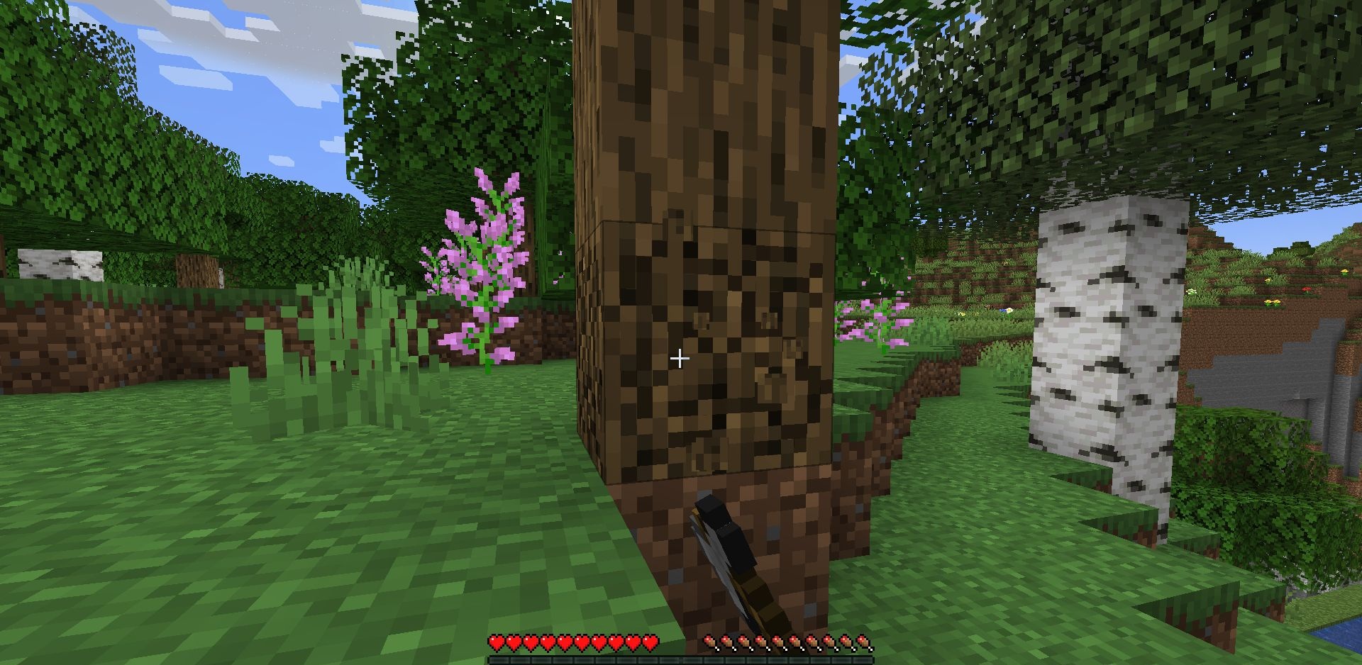 Интерьер дома в Minecraft с использованием мода No Strip для единого стиля бревен