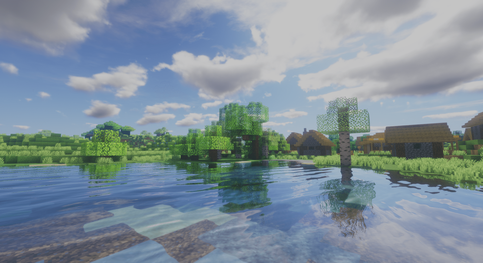 Яркий дневной свет в Minecraft с реалистичными тенями от деревьев