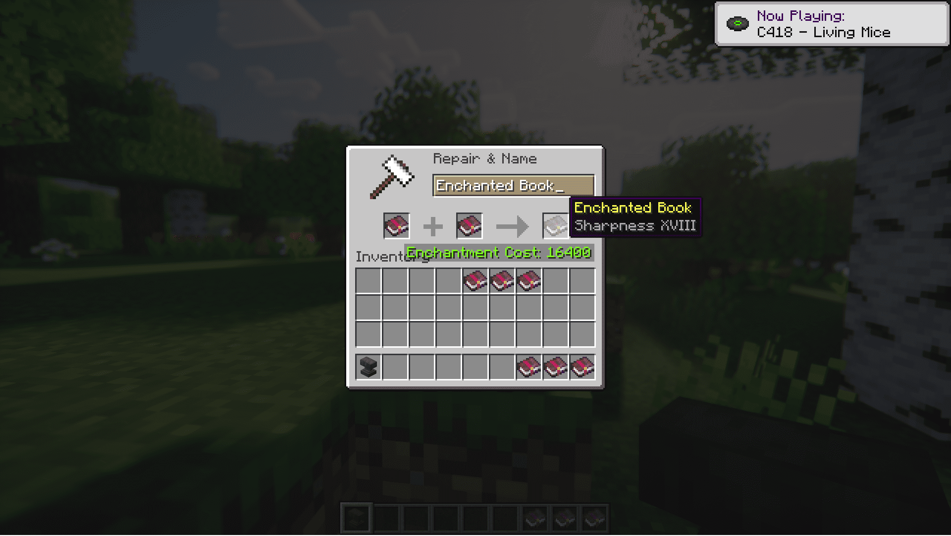 Пример работы Now Playing Mod в разных биомах Minecraft