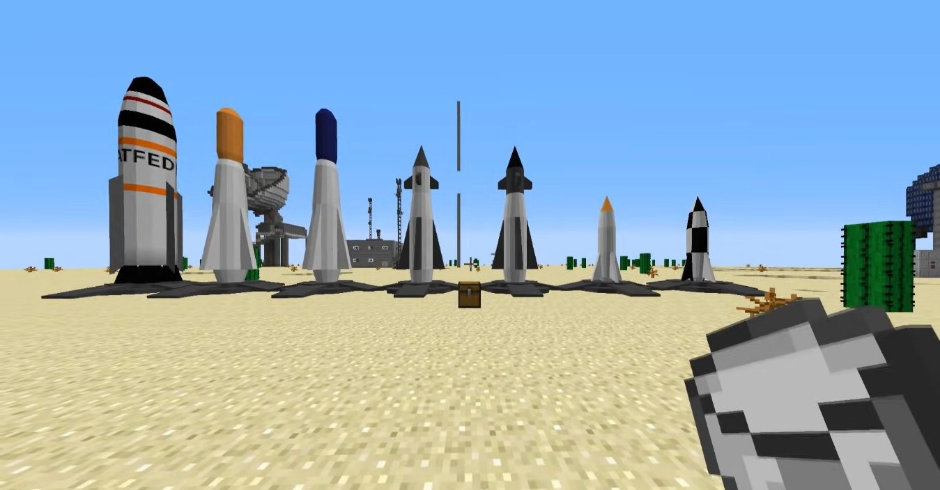 Мощный ядерный взрыв в Minecraft с грибовидным облаком