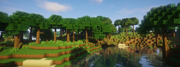 Лесной биом в Minecraft с модом Dramatic Trees, реалистичные деревья с детализированной текстурой