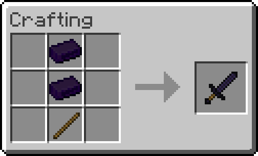 Рецепт крафта обсидианового меча в Minecraft