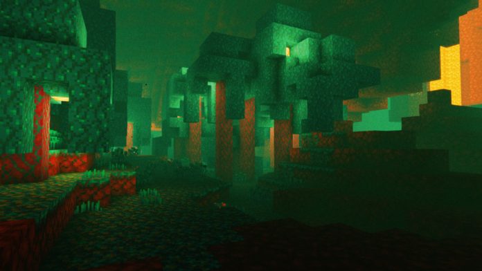 Эффектный вид Нижнего мира в Minecraft с шейдером Oceano
