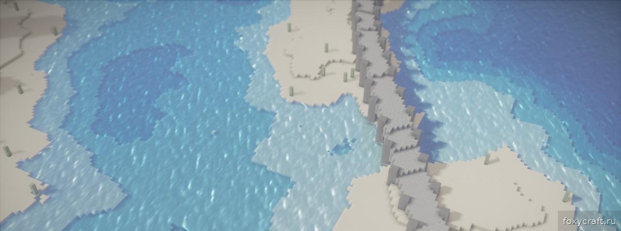 Закат в Minecraft с реалистичными тенями от шейдеров Oceano