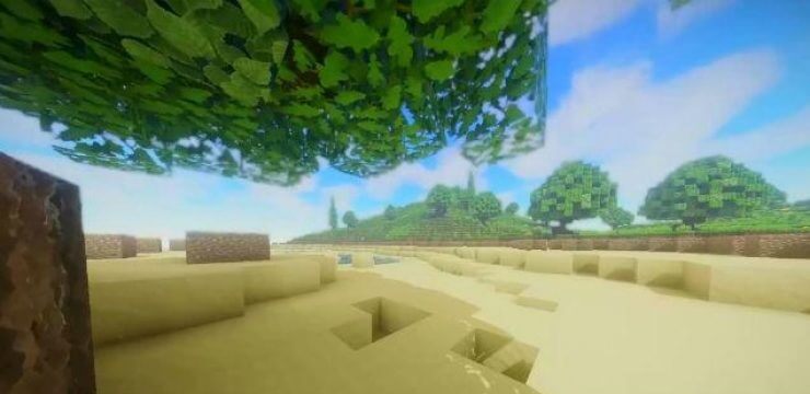 Горный пейзаж в Minecraft с улучшенными шейдерами Oceano