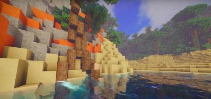 Реалистичное отражение воды в Minecraft с шейдерами Oceano