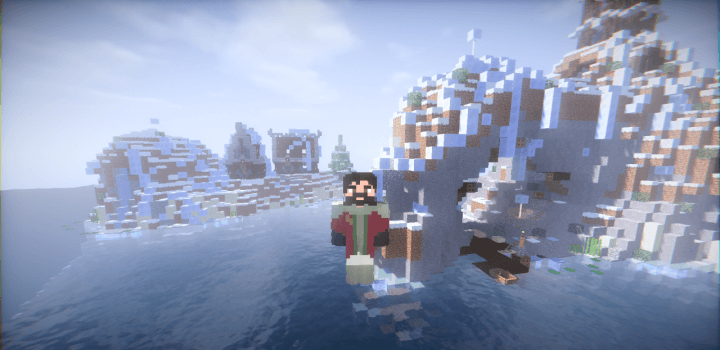 Деревянный дом в Minecraft с камином и садом, окруженный забором