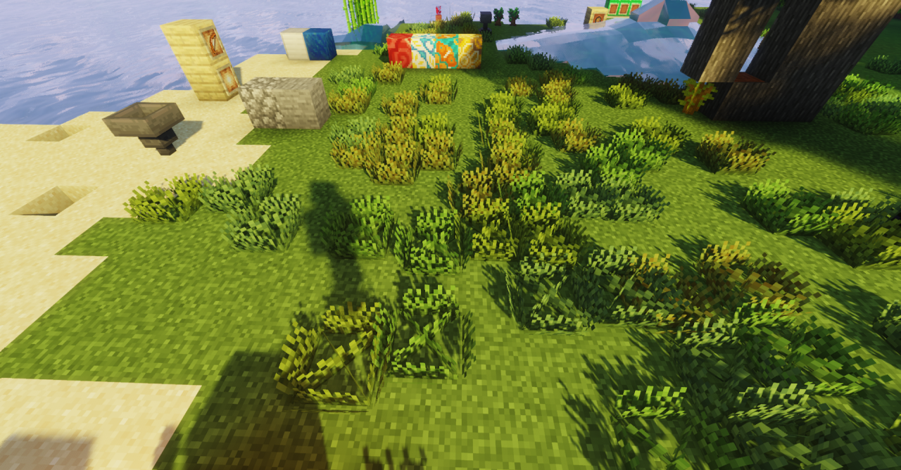 Реалистичная трава и листва в Minecraft с текстур-паком Os’ Colorful Grasses