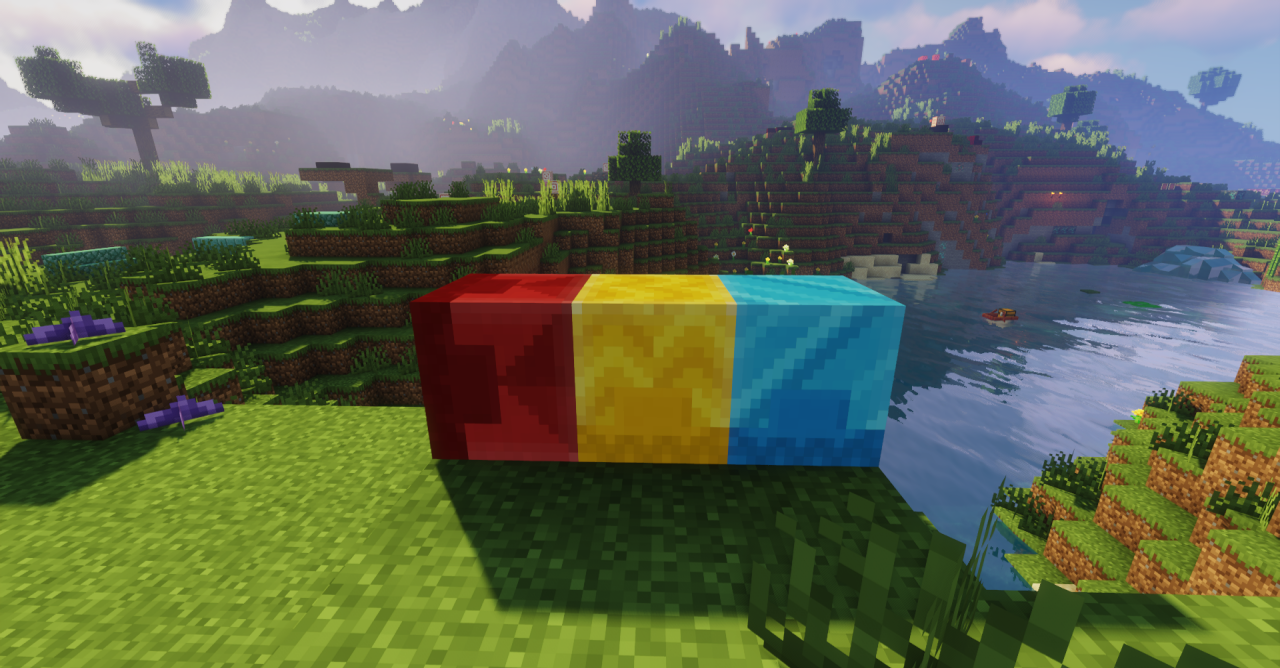 Шалкеры разных цветов с уникальными узорами в инвентаре Minecraft
