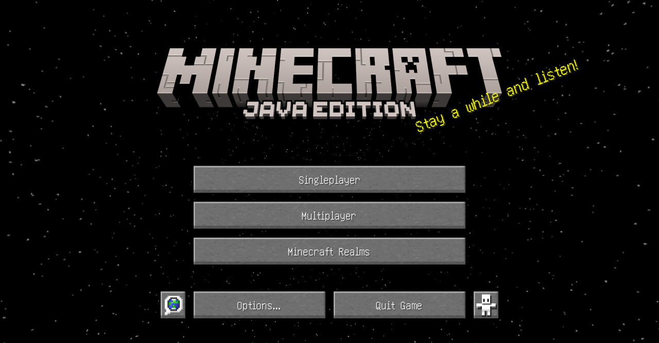 Скриншот Minecraft с текстур-паком Outer Space Panorama, показывающий космический фон в главном меню