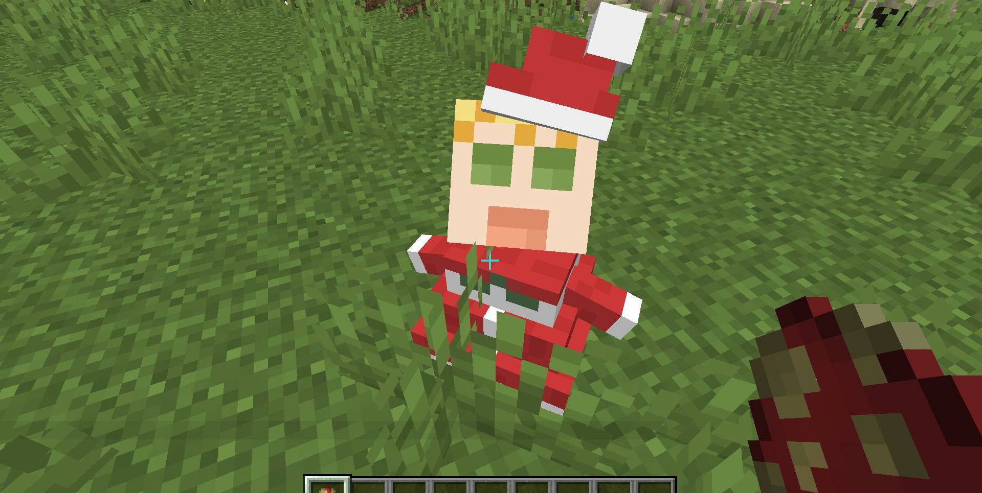 Персонаж Padoru в снежном биоме Minecraft