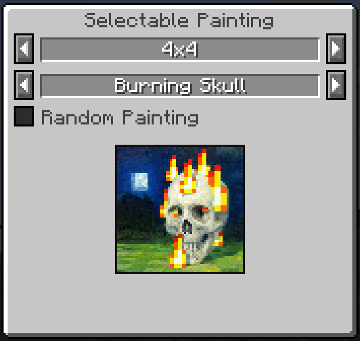 Меню выбора картин в Minecraft с Selectable Painting Mod