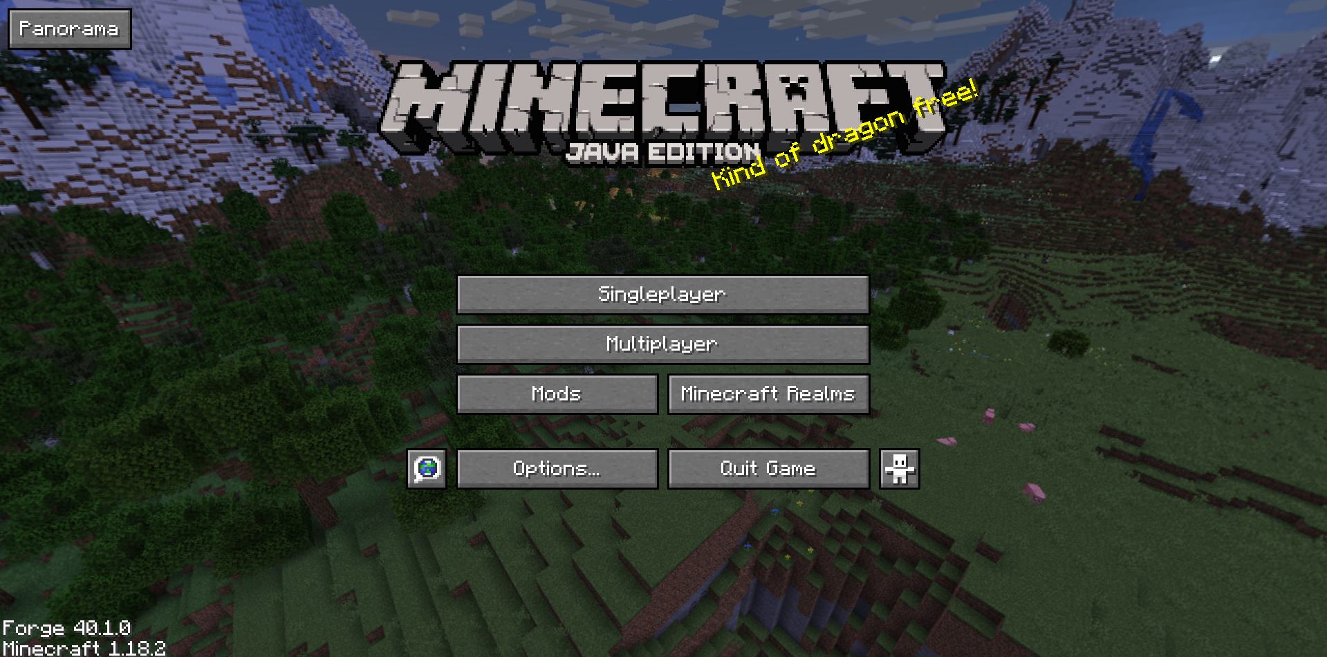 Пример использования панорамного мода в горном биоме Minecraft