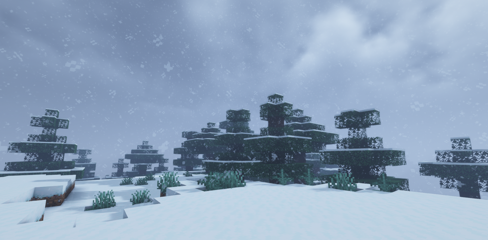 Панорамный вид на океанский биом в Minecraft с эффектом заката