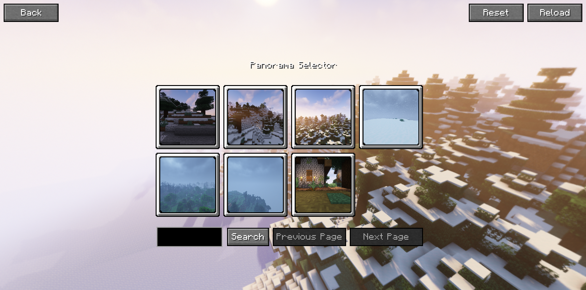 Игрок в Minecraft делает панорамный снимок заката над океаном для мода Panorama